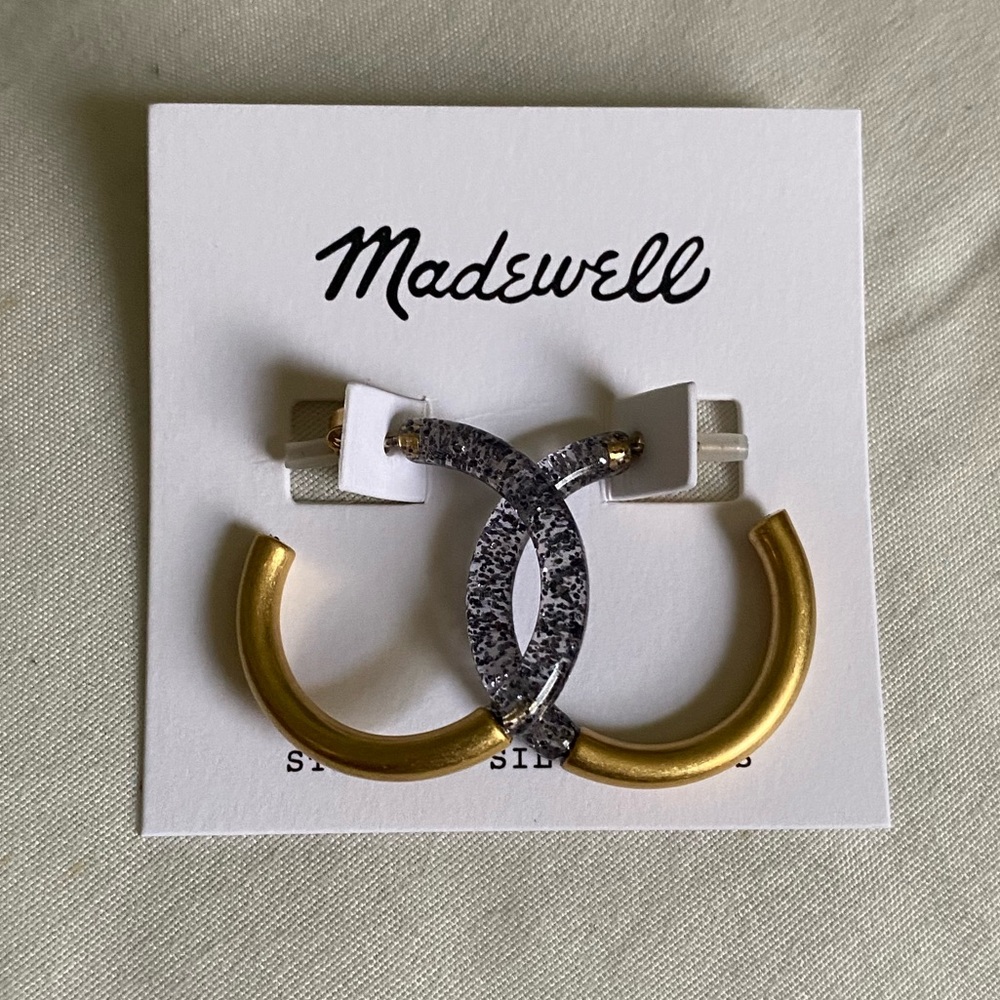 Madewell glitter resin gold hoop earring - Picture 2 of 6
